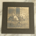 Lot 088 - Antique Boarded Group Photograph Of A Group Of People Posing In Front Of A House On The Stoop With A Dog Relaxing In The Foreground