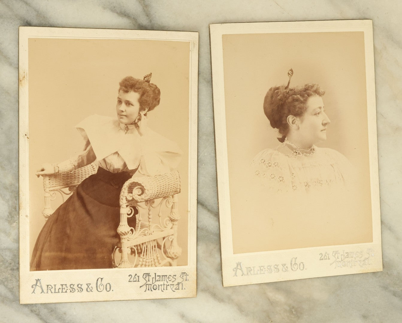 Lot 102 - Grouping Of 10+ Antique Cabinet Card Photographs Of Pretty Young Women, Many With Interesting Hair Styles, Photographs Out Of Montreal, Canada, Etc.