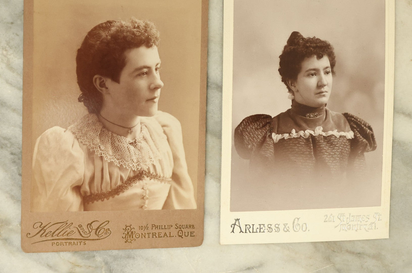 Lot 102 - Grouping Of 10+ Antique Cabinet Card Photographs Of Pretty Young Women, Many With Interesting Hair Styles, Photographs Out Of Montreal, Canada, Etc.