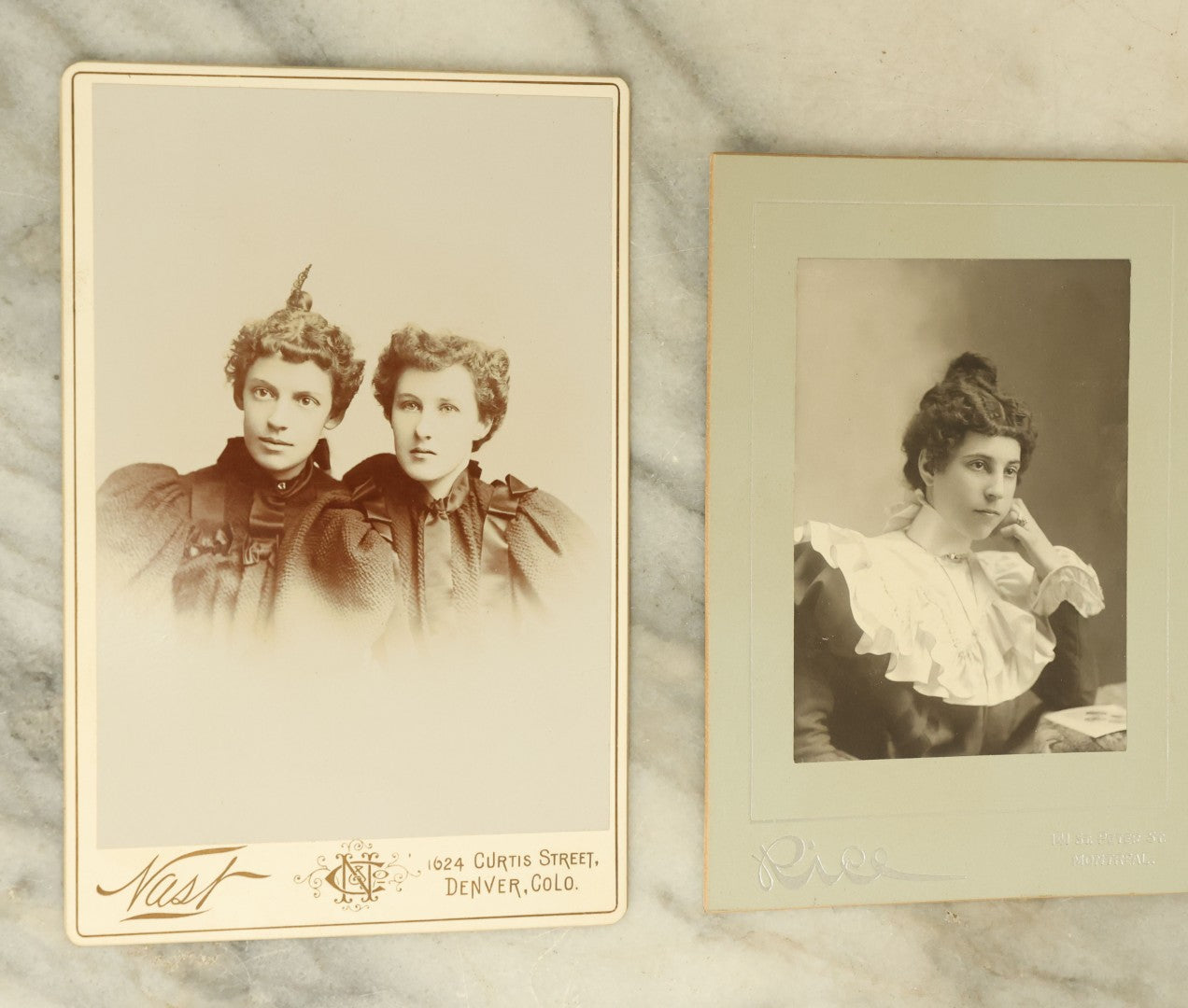 Lot 102 - Grouping Of 10+ Antique Cabinet Card Photographs Of Pretty Young Women, Many With Interesting Hair Styles, Photographs Out Of Montreal, Canada, Etc.