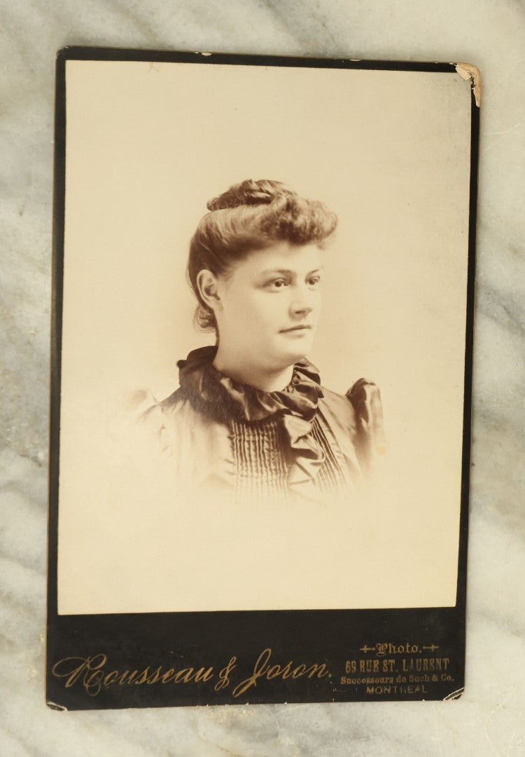 Lot 102 - Grouping Of 10+ Antique Cabinet Card Photographs Of Pretty Young Women, Many With Interesting Hair Styles, Photographs Out Of Montreal, Canada, Etc.