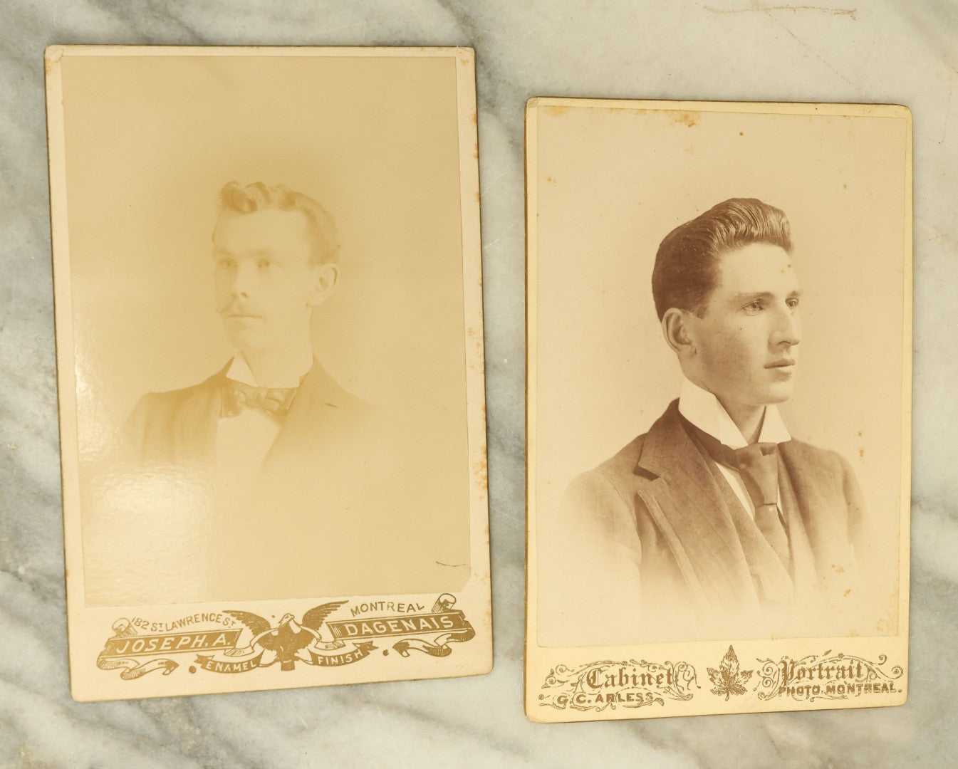 Lot 103 - Grouping Of Six Antique Cabinet Card Photographs Of Men And One Carte De Visite C.D.V. Photograph Of A Young Man, Photos From Montreal, New York, Etc.