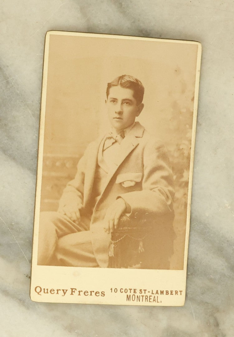 Lot 103 - Grouping Of Six Antique Cabinet Card Photographs Of Men And One Carte De Visite C.D.V. Photograph Of A Young Man, Photos From Montreal, New York, Etc.