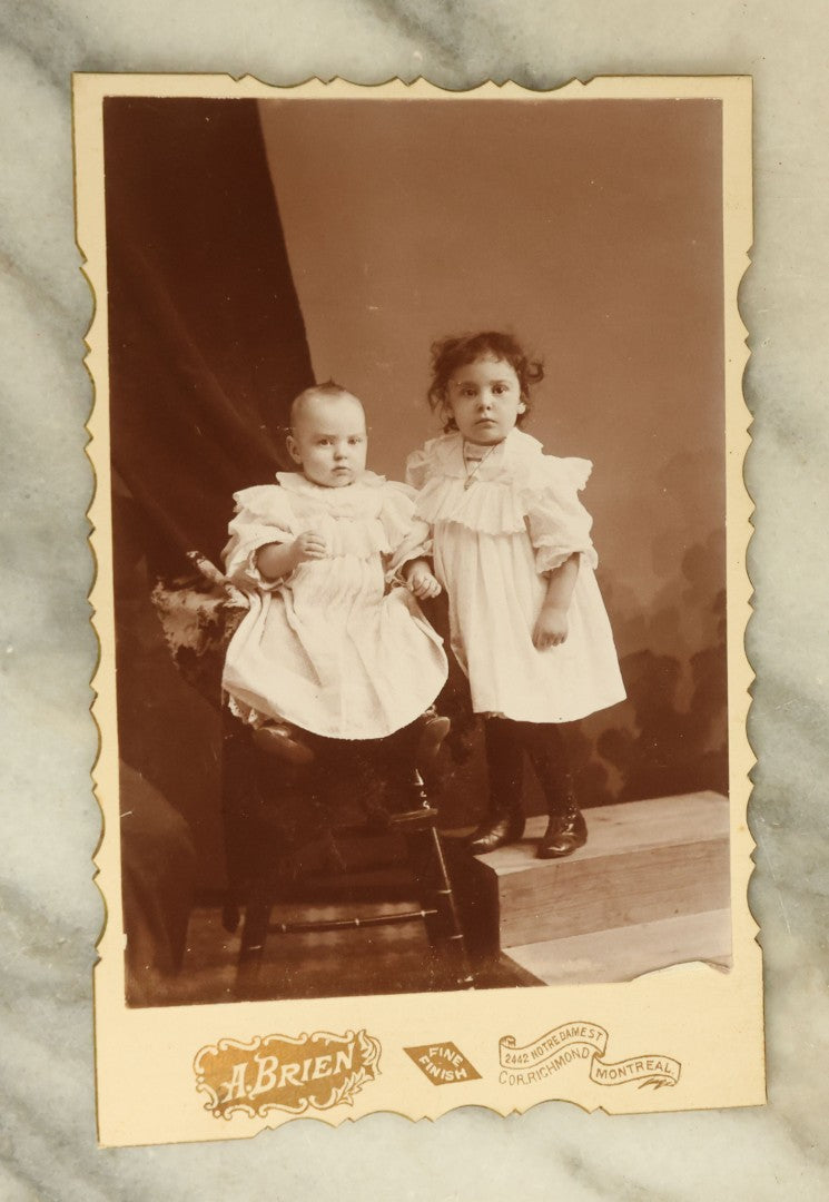 Lot 104 - Grouping Of Four Antique Cabinet Card Photographs Of Young Children, Including Picture-In-Picture P.I.P. Of Child Holding A Cabinet Card Of Another Child