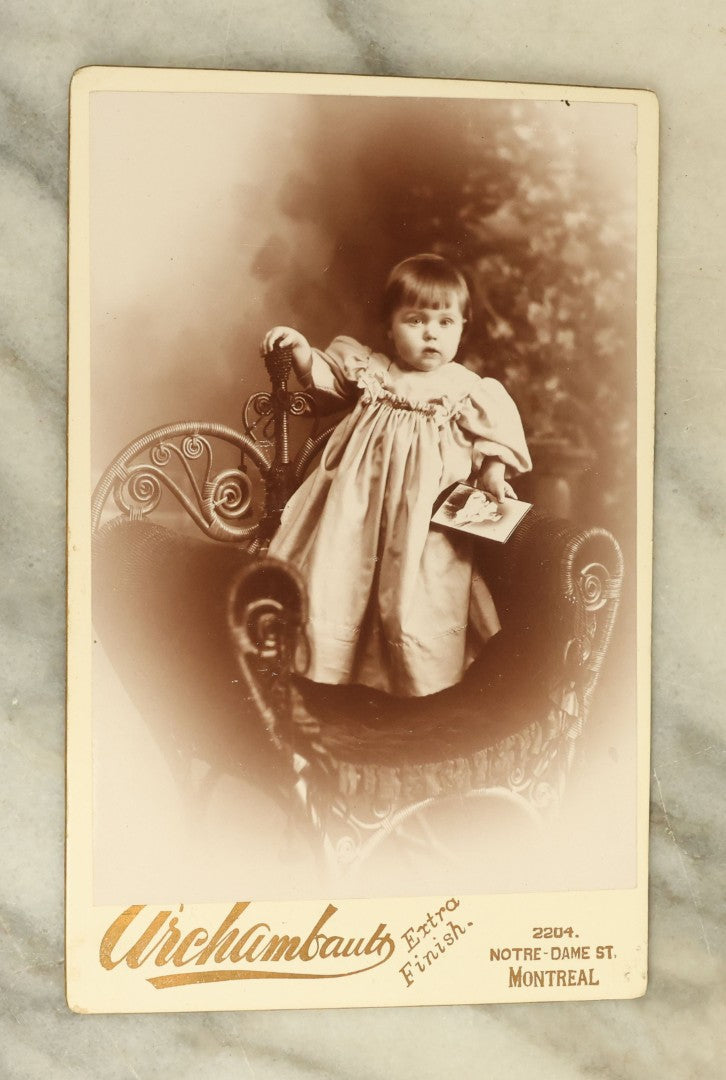 Lot 104 - Grouping Of Four Antique Cabinet Card Photographs Of Young Children, Including Picture-In-Picture P.I.P. Of Child Holding A Cabinet Card Of Another Child