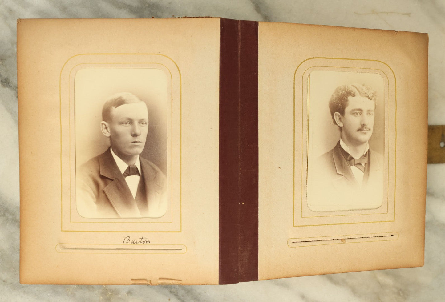 Lot 105 - Antique Carte De Visite Photograph Album With 40+ C.D.V. Photos, Note Spine Covering Lost, Album In Fair Condition, Binding Loose (All Photos Shown)