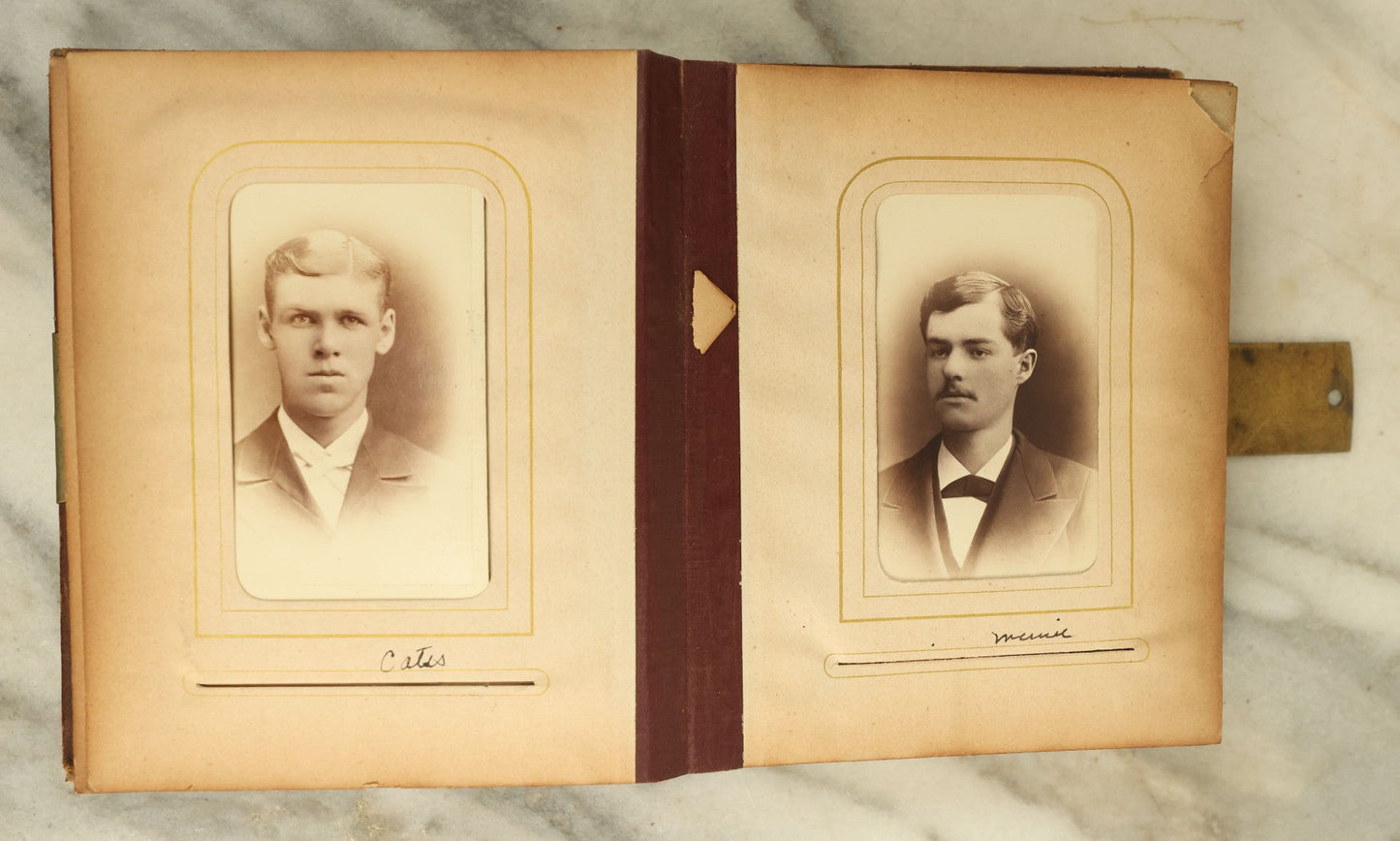 Lot 105 - Antique Carte De Visite Photograph Album With 40+ C.D.V. Photos, Note Spine Covering Lost, Album In Fair Condition, Binding Loose (All Photos Shown)