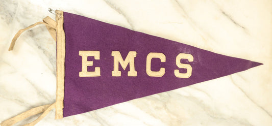 Lot 109 - Antique "E.M.C.S." Felt Pennant Banner, Purple Felt, Unknown Acronym