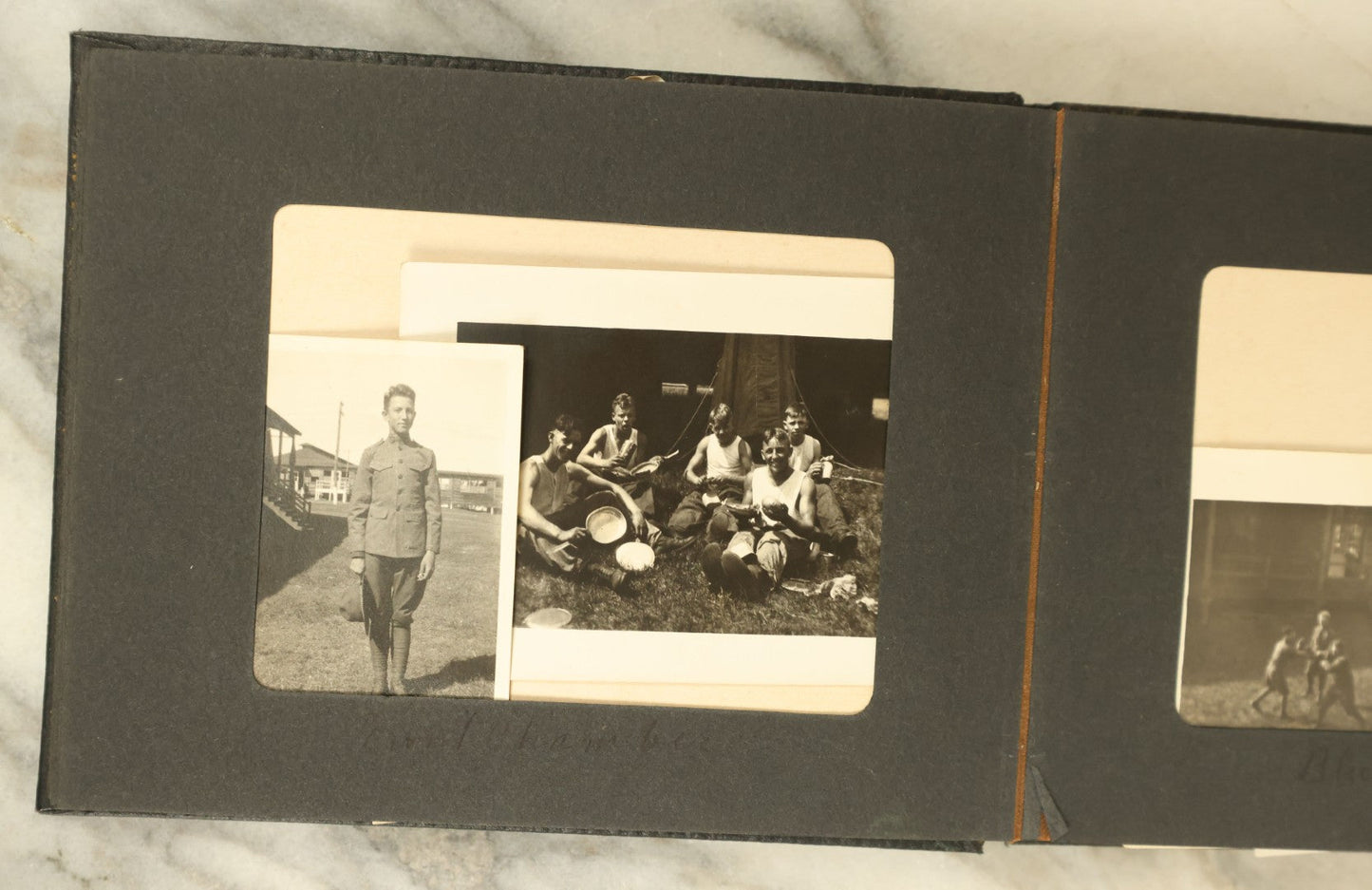 Lot 110 - Vintage Snapshot Photo Album With Dozens Of Photos, Including Cats, Stonehenge, Soldiers, May Day, And More