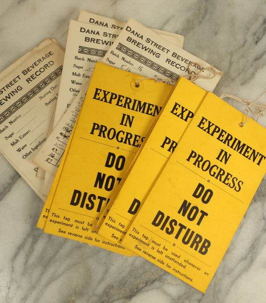 Lot 113 - Grouping Of Breweriana Ephemera From Dana Street Beverage Company, Including Experiment In Progress Tags, And Brewing Records, Circa 1960s 