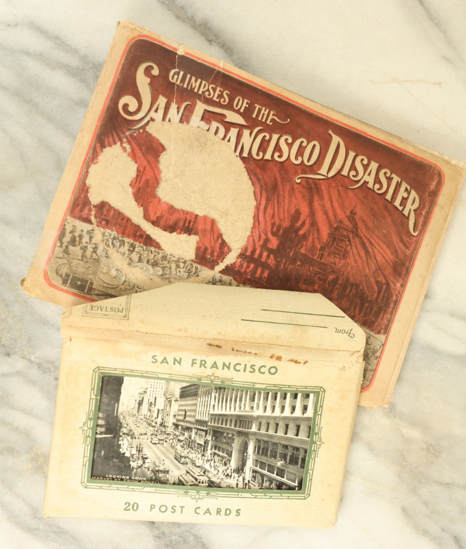 Lot 114 - Pair Of San Francisco Ephemera Piece Including Booklet Relating To The San Francisco Earthquake And Disaster (Fair Condition) And A Folder Of Postcards