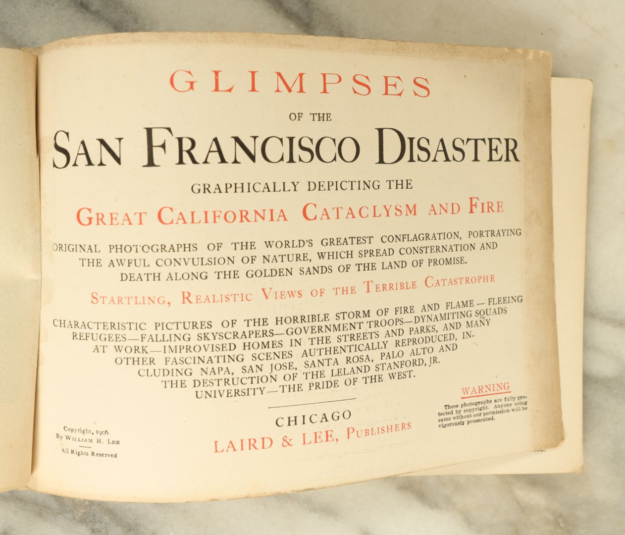 Lot 114 - Pair Of San Francisco Ephemera Piece Including Booklet Relating To The San Francisco Earthquake And Disaster (Fair Condition) And A Folder Of Postcards