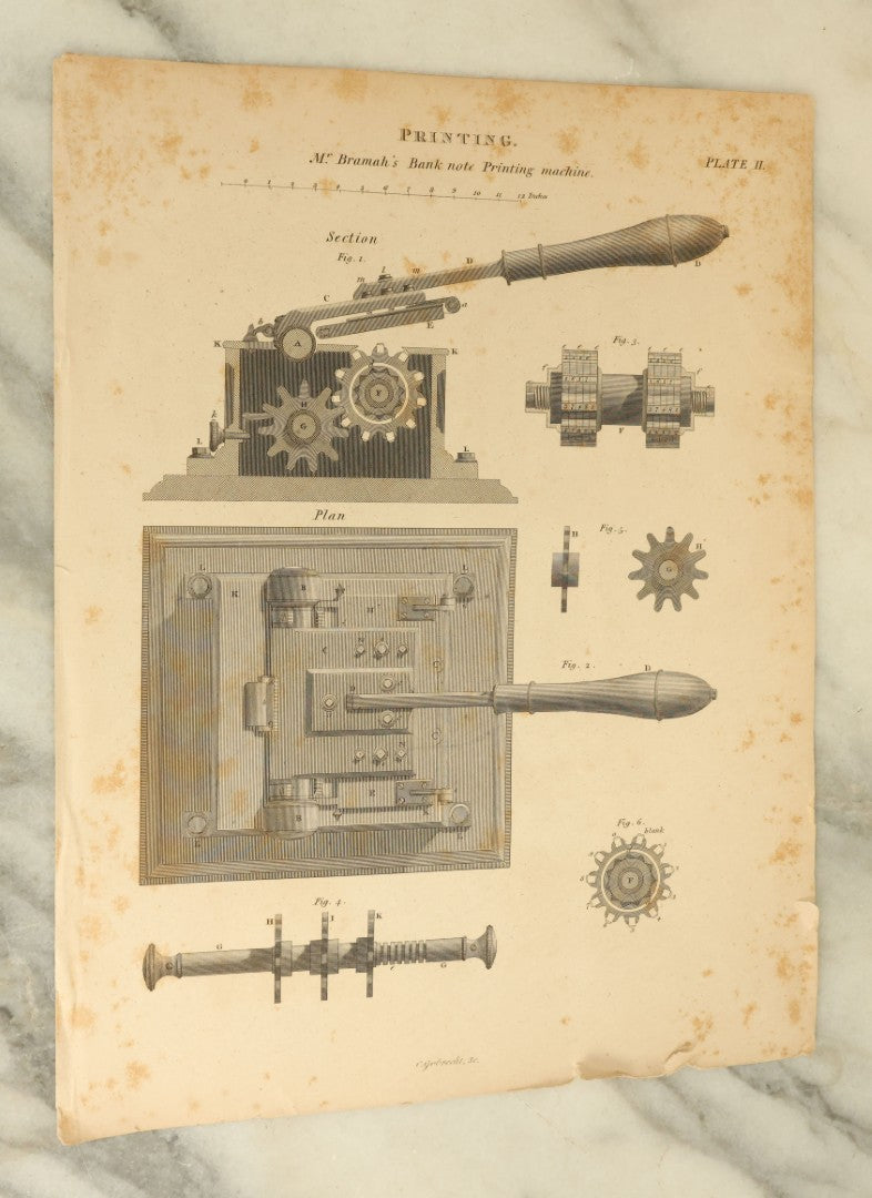 Lot 118 - Grouping Of Five Early Engraving Prints Of Printing Press Machinery And Apparatus