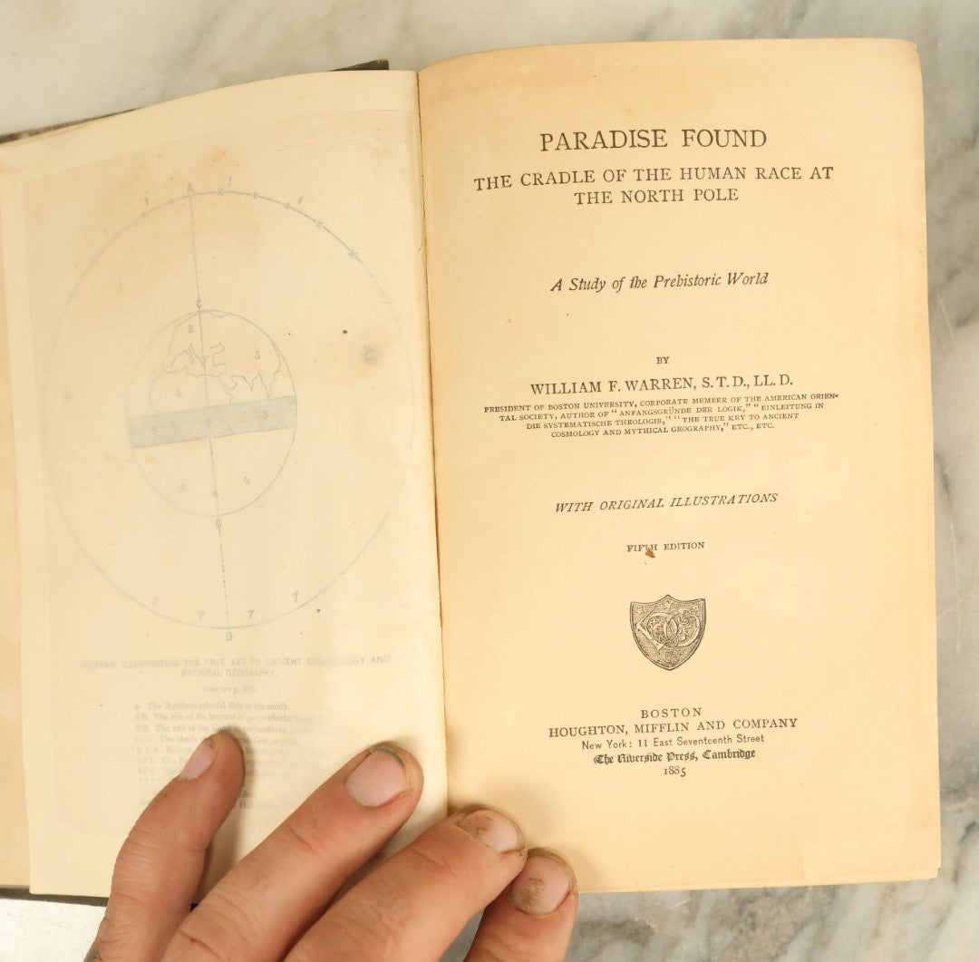 Lot 127 - "Paradise Found: The Cradle Of The Human Race At The North Pole, A Study Of The Prehistoric World" Antique Book By William F. Warren, Illustrated, Fifth Edition, Published 1885, Covering Esoteric History