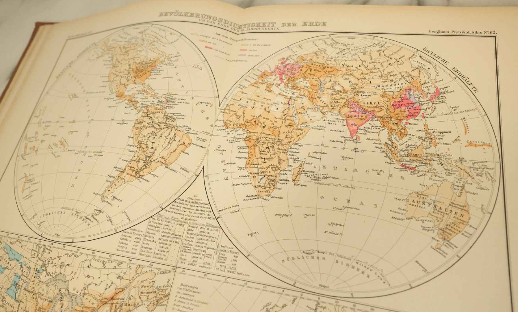 Lot 137 - "Atlas Of Ethnology" Antique German World Atlas With Many Maps And Figures, "Atlas Der Völkerkunde" Published 1892