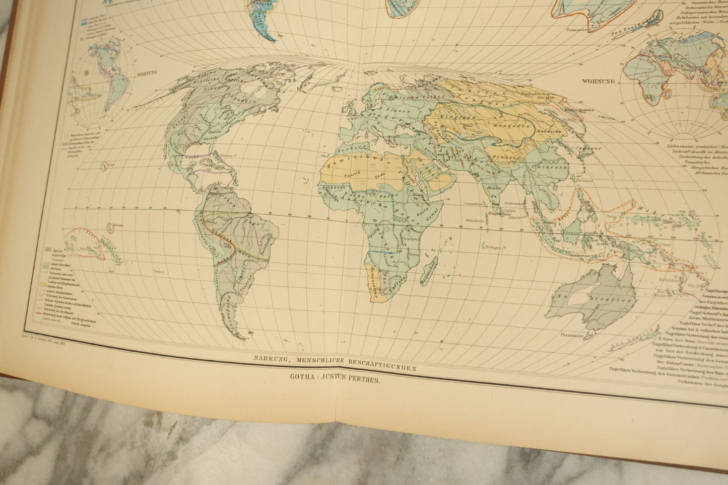 Lot 137 - "Atlas Of Ethnology" Antique German World Atlas With Many Maps And Figures, "Atlas Der Völkerkunde" Published 1892