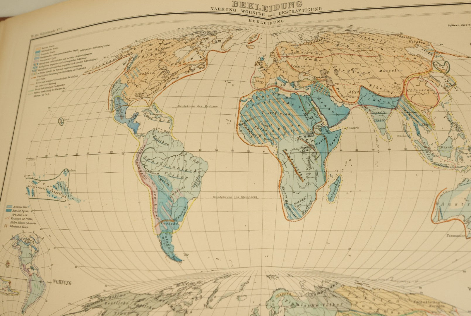 Lot 137 - "Atlas Of Ethnology" Antique German World Atlas With Many Maps And Figures, "Atlas Der Völkerkunde" Published 1892