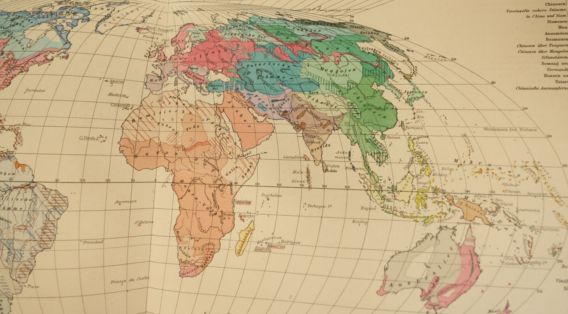 Lot 137 - "Atlas Of Ethnology" Antique German World Atlas With Many Maps And Figures, "Atlas Der Völkerkunde" Published 1892