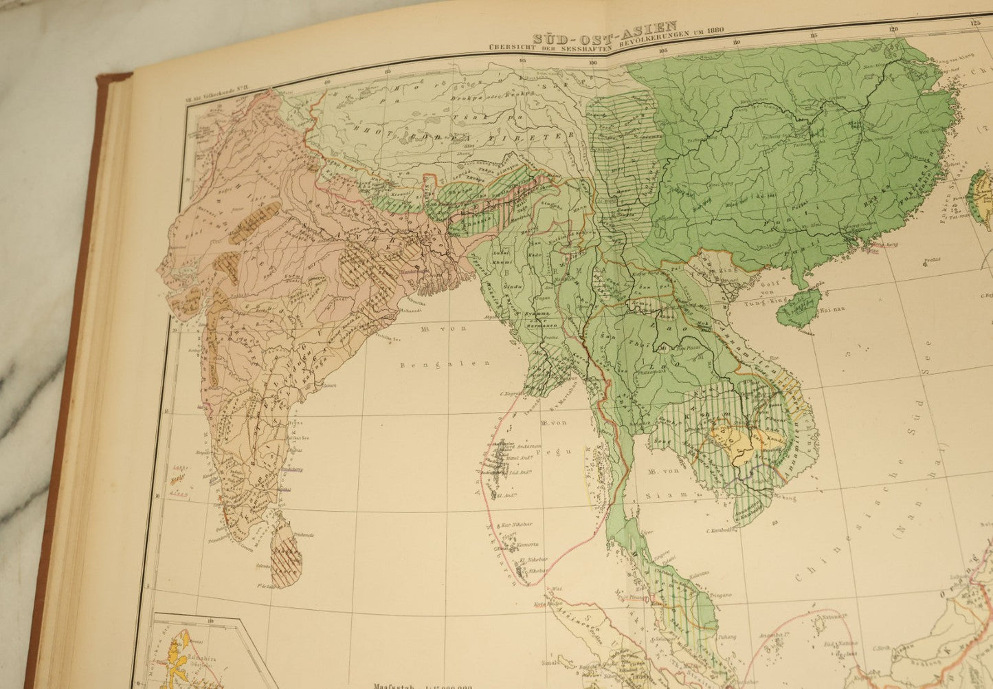 Lot 137 - "Atlas Of Ethnology" Antique German World Atlas With Many Maps And Figures, "Atlas Der Völkerkunde" Published 1892