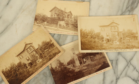 Lot 141 - Grouping Of Four Large Size Cabinet Card Photographs Of The House Of Dr. Watkins, Which Burned Down May 1884, Including Aftermath, Ruins