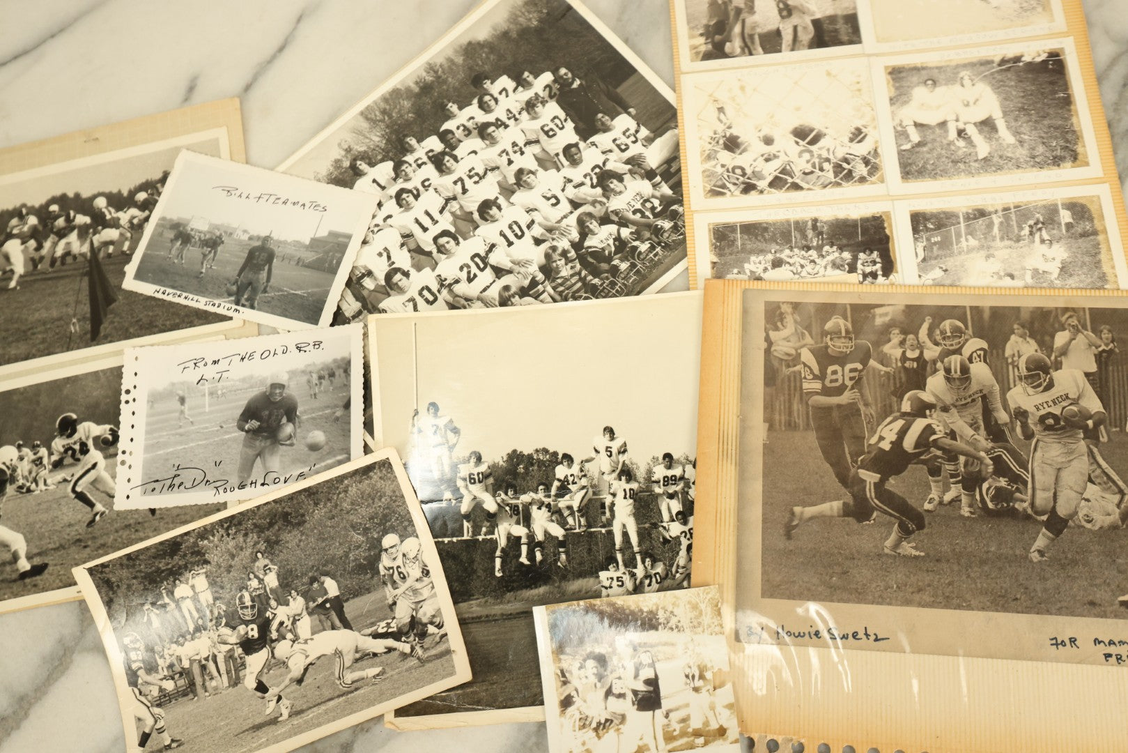 Lot 145 - Grouping Of 10+ Vintage Snap Shot Photos Of High School Football Teams And Games, Circa 1970s