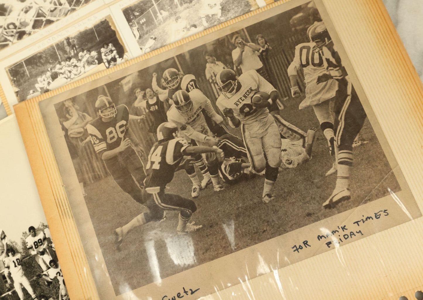 Lot 145 - Grouping Of 10+ Vintage Snap Shot Photos Of High School Football Teams And Games, Circa 1970s