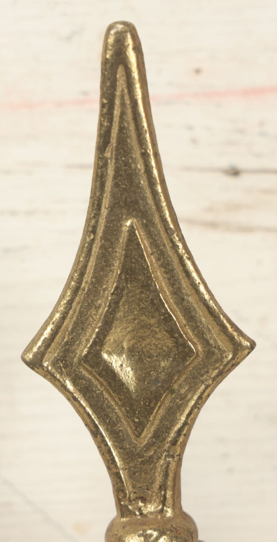 Lot 001 - Pair Of Antique Cast Brass Masonic Flag Pole Toppers With A Blazing Sun, Face, Double Sided