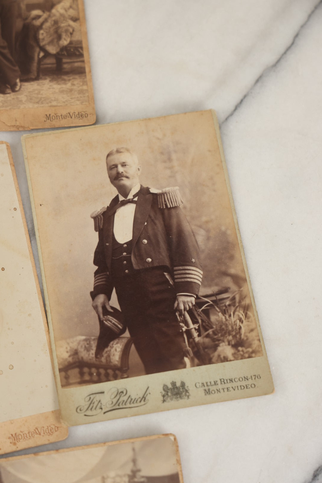 Lot 002 - Grouping Of Sixteen Antique Cabinet Card Photographs Of United States Navy Sailors Of The U.S.s Newark, Circa 1880, Photos Taken In Montevideo, Uruguay, South America