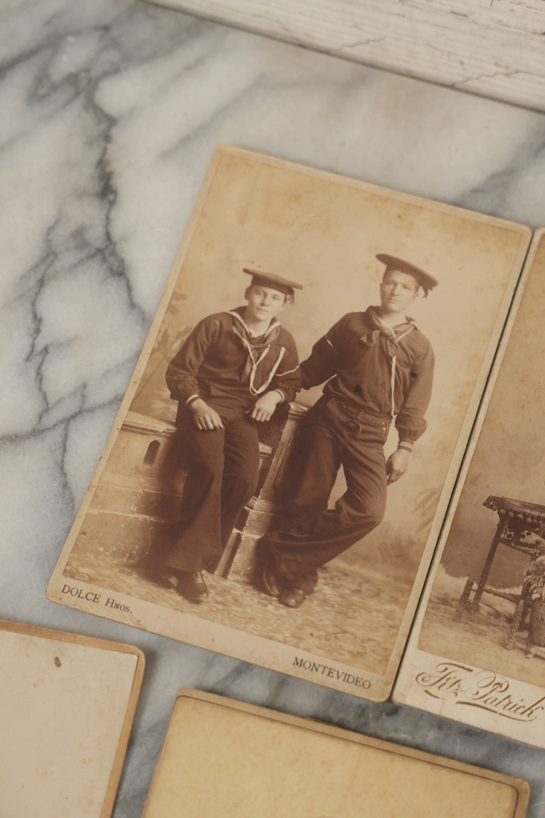 Lot 002 - Grouping Of Sixteen Antique Cabinet Card Photographs Of United States Navy Sailors Of The U.S.s Newark, Circa 1880, Photos Taken In Montevideo, Uruguay, South America