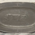 Lot 004 - Antique Art Nouveau German Pewter Platter With Stag Motif, By L. Ostermayr, Nuremberg, Germany