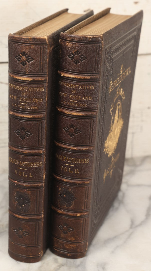 Lot 006 - "Representatives Of New England Manufacturers" Volumes I & Ii, Antique Books By J.D. Van Slyck, Boston, 1879, Including Biographical Sketches, Portraits, And Factory Illustrations