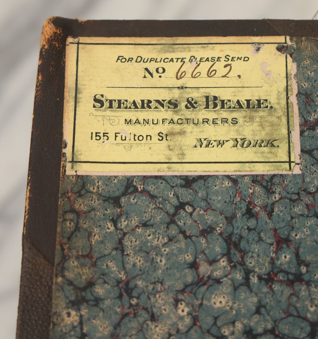 Lot 007 - Antique Sample Fabric Wool Swatch Book From Stearns & Beale Manufacturers, New York City, Styles No. 8675-9606, Containing Dozens Of Fabric Samples