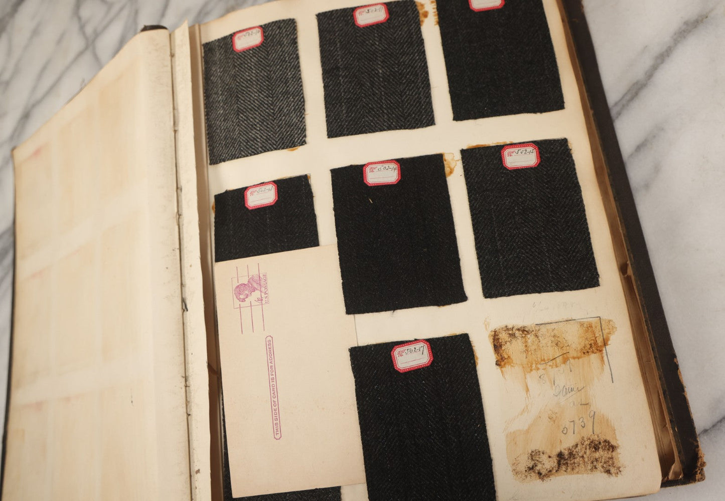 Lot 007 - Antique Sample Fabric Wool Swatch Book From Stearns & Beale Manufacturers, New York City, Styles No. 8675-9606, Containing Dozens Of Fabric Samples