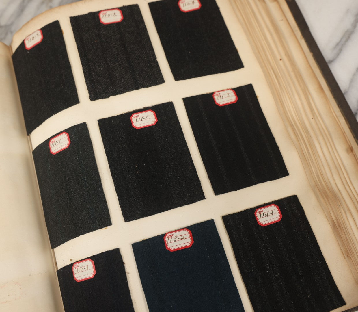 Lot 007 - Antique Sample Fabric Wool Swatch Book From Stearns & Beale Manufacturers, New York City, Styles No. 8675-9606, Containing Dozens Of Fabric Samples