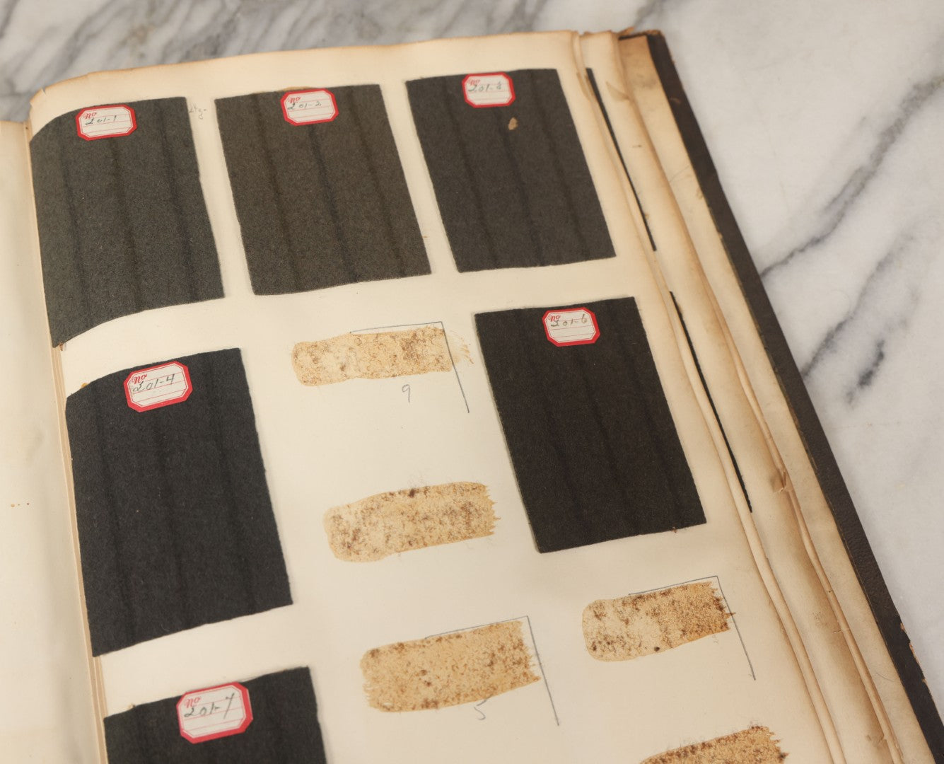 Lot 007 - Antique Sample Fabric Wool Swatch Book From Stearns & Beale Manufacturers, New York City, Styles No. 8675-9606, Containing Dozens Of Fabric Samples