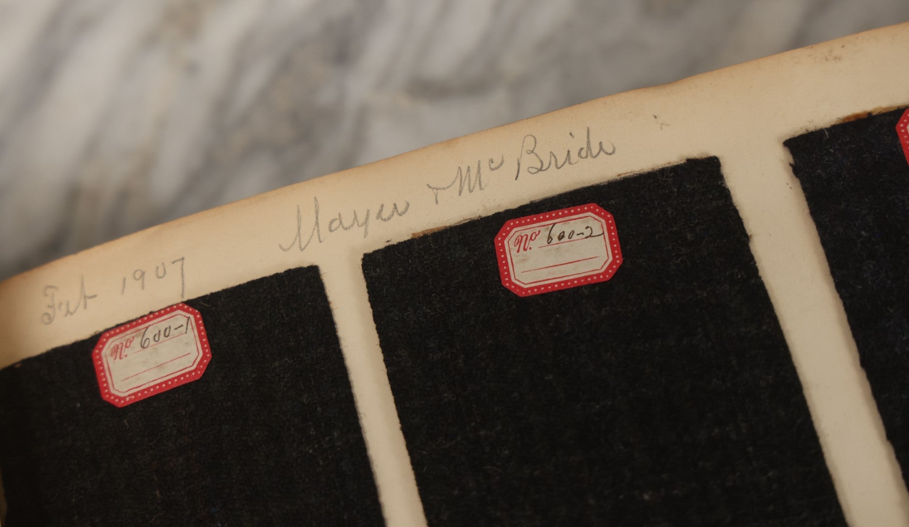 Lot 007 - Antique Sample Fabric Wool Swatch Book From Stearns & Beale Manufacturers, New York City, Styles No. 8675-9606, Containing Dozens Of Fabric Samples