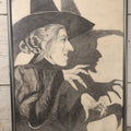 Lot 018 - Vintage Framed Pencil Drawing Of The Wicked Witch Of The West, As Portrayed By Margaret Hamilton In "The Wizard Of Oz," Artist Signed And Dated 1993, Approximately 18" x 24"