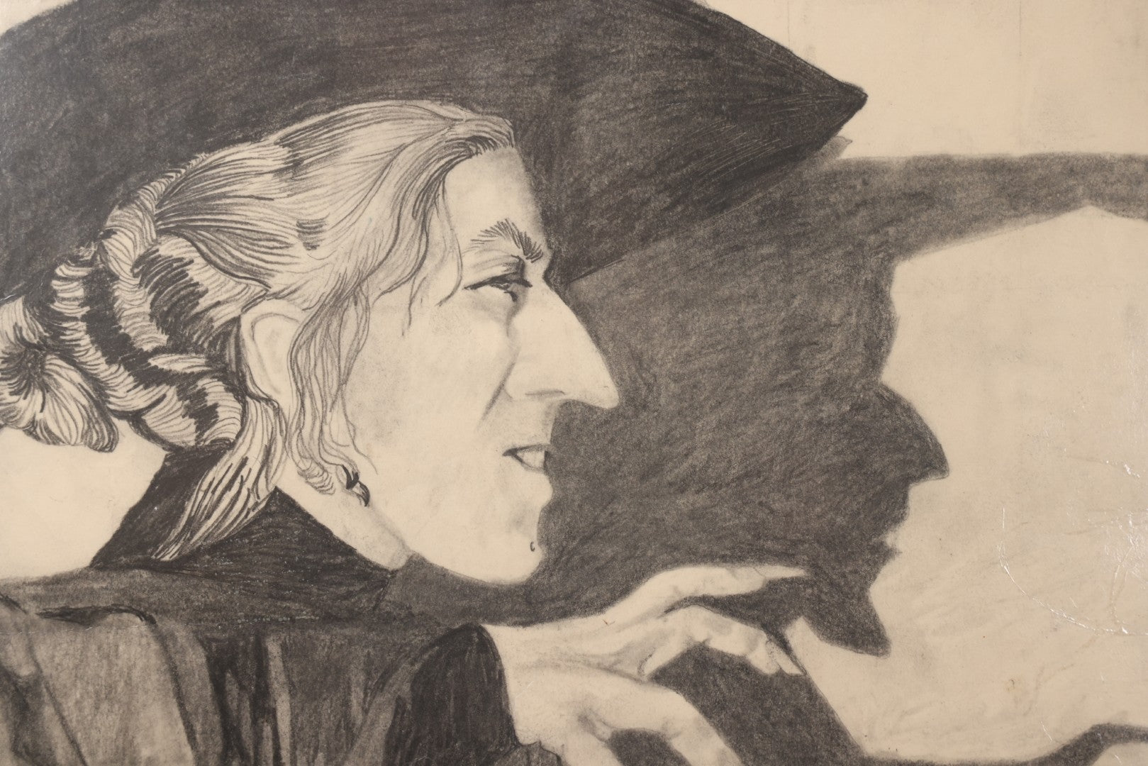 Lot 018 - Vintage Framed Pencil Drawing Of The Wicked Witch Of The West, As Portrayed By Margaret Hamilton In "The Wizard Of Oz," Artist Signed And Dated 1993, Approximately 18" x 24"