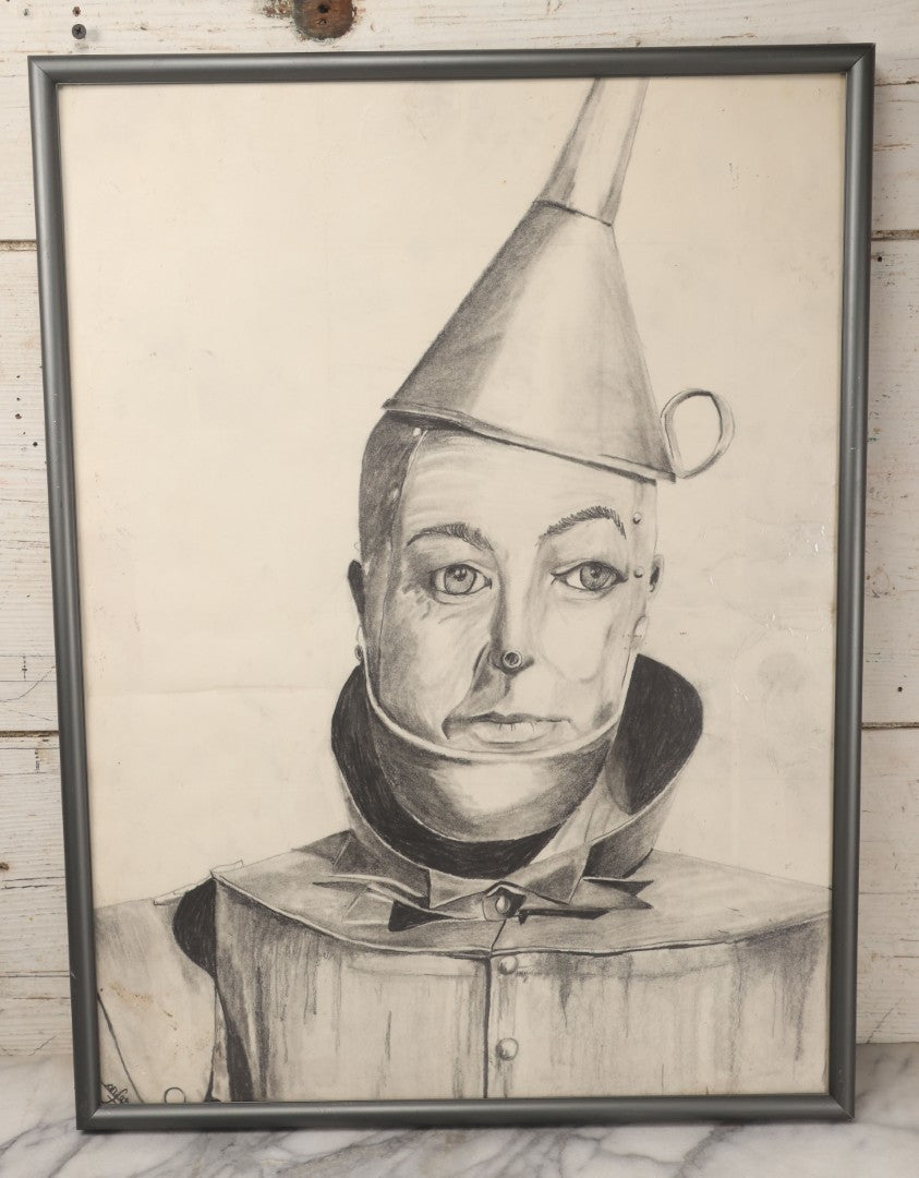 Lot 019 - Vintage Framed Pencil Drawing Of The Tin Man, As Portrayed By Jack Haley In "The Wizard Of Oz," Artist Signed And Dated 1993, Approximately 18" x 24"