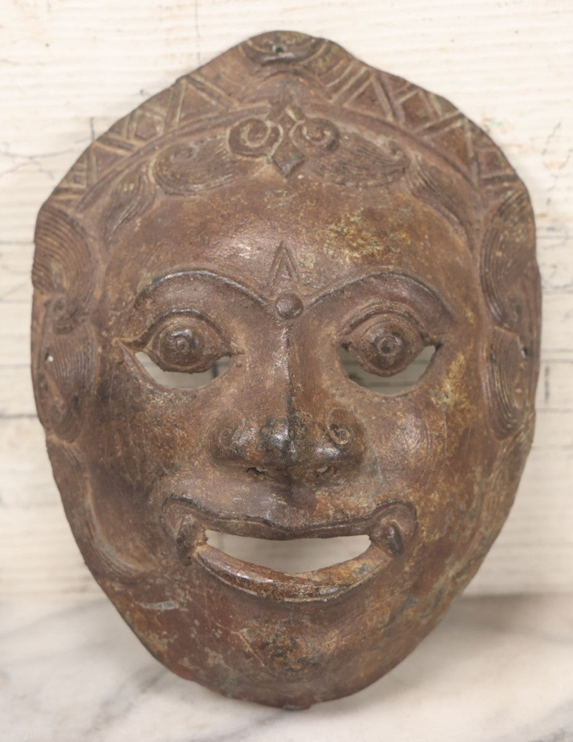 Lot 029 - Vintage Cast Metal Reproduction Java Indonesian Mask With Fangs