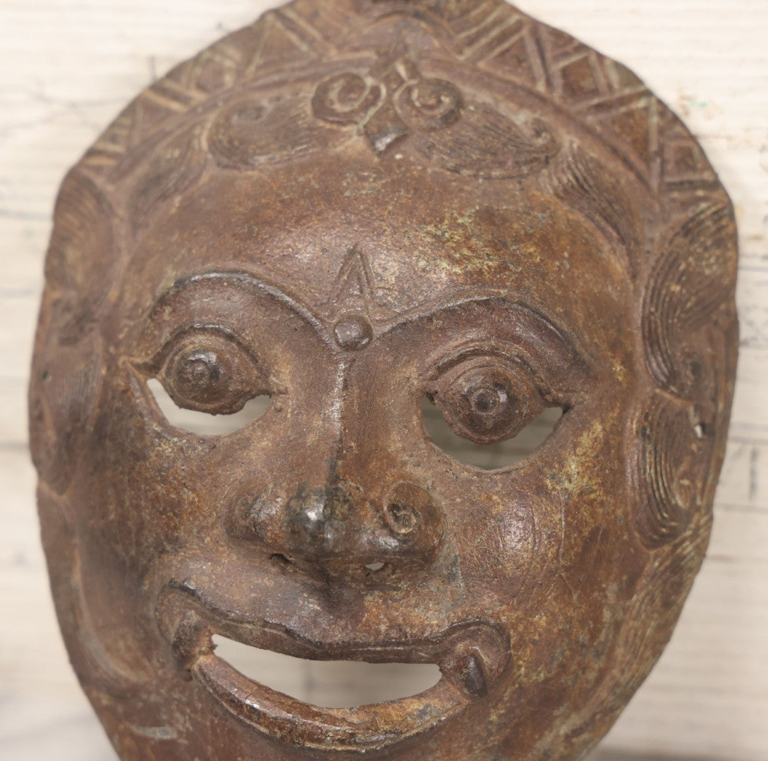 Lot 029 - Vintage Cast Metal Reproduction Java Indonesian Mask With Fangs