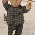 Lot 036 - Vintage Composition Wind-Up Walker Doll In Bowler Hat, By Waterbury Clock Co., Non Working, With Severe Deterioration, Paint Loss