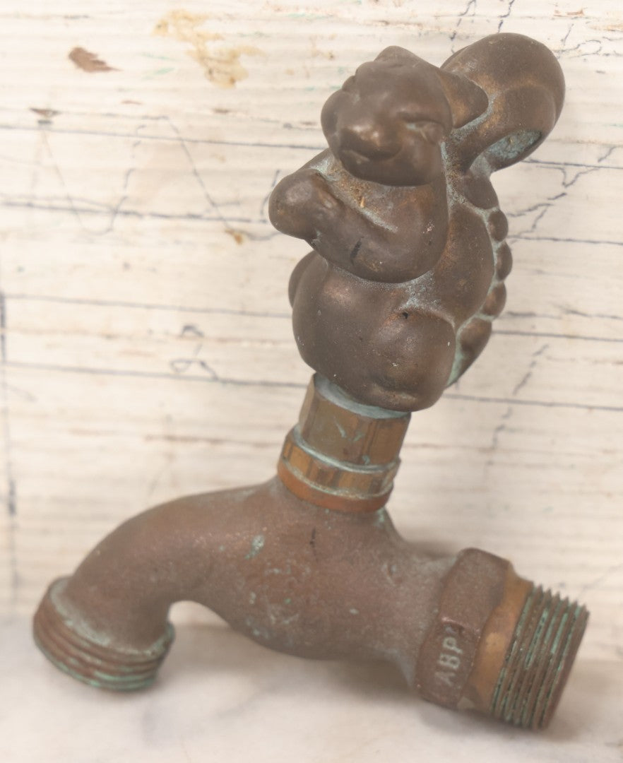 Lot 038 - Vintage Figural Squirrel Brass Garden Spigot, By Arrowhead Brass And Plumbing, Made In U.S.A., Untested