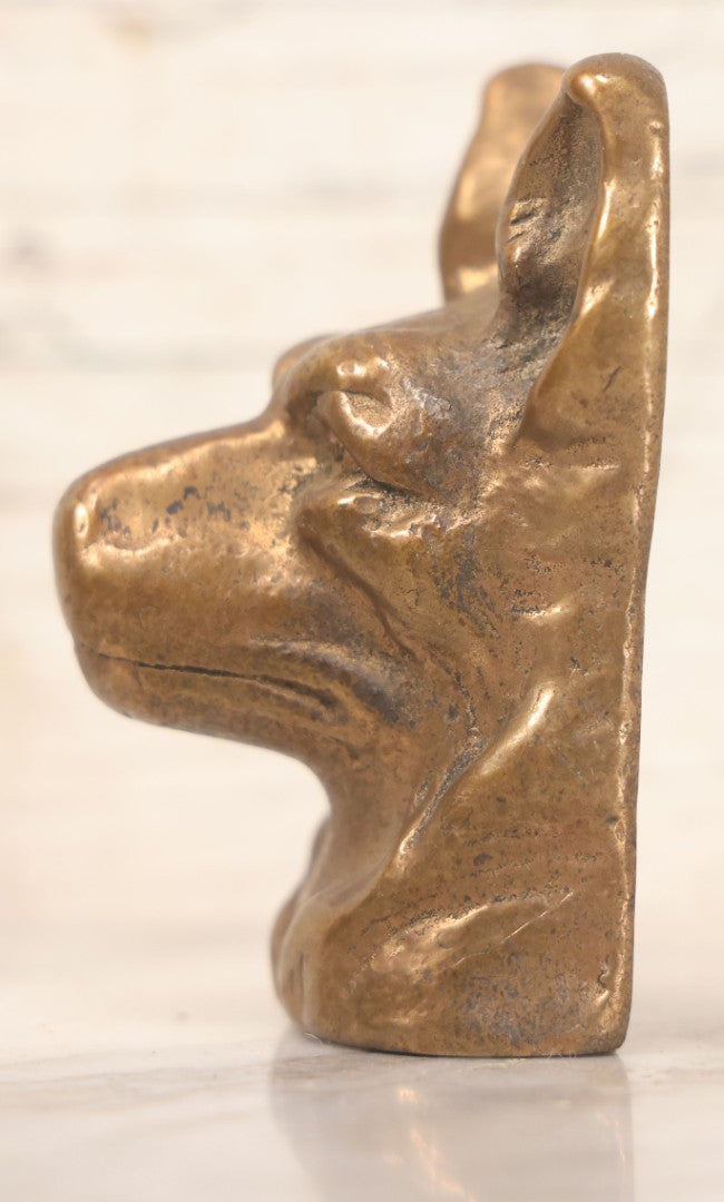 Lot 042 - Vintage Solid Brass German Shepherd Dog Head Small Paperweight, Bottom Marked G.N.B.