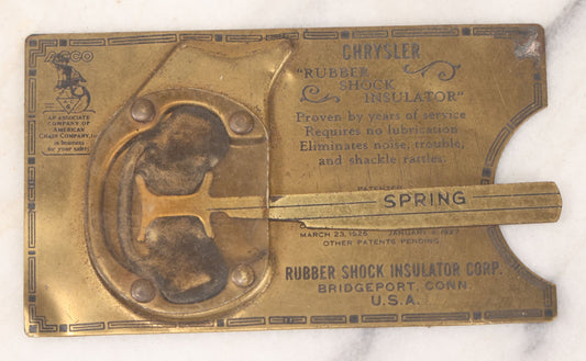 Lot 043 - Vintage Chrysler Rubber Shock Insulator Demonstration Automotive Advertisement, By Rubber Shock Insulator Corp., Bridgeport, Connecticut, Circa 1927