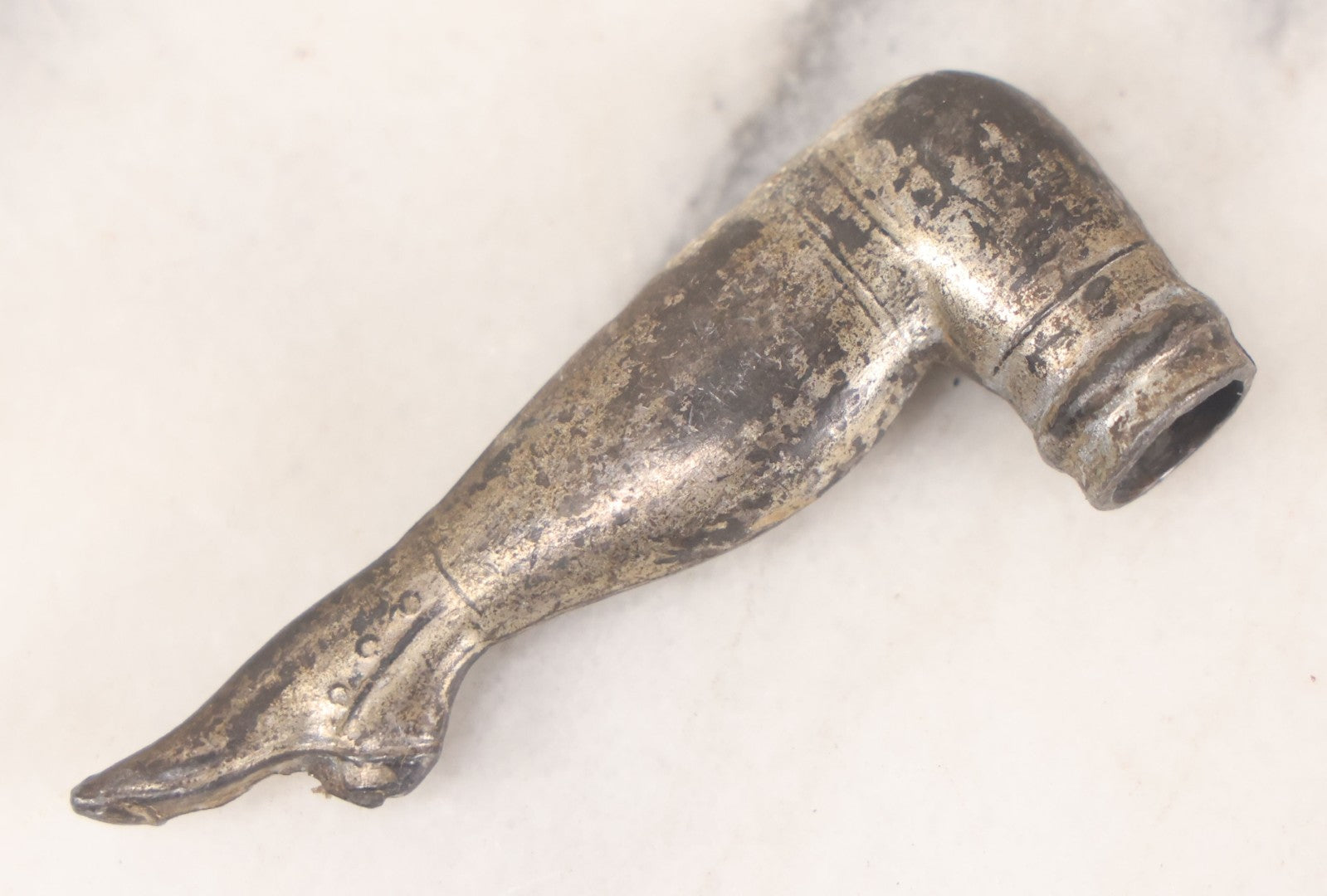 Lot 049 - Antique Parasol Handle Fragment, Woman's Leg Bent At Knee, Handle Only, As Found