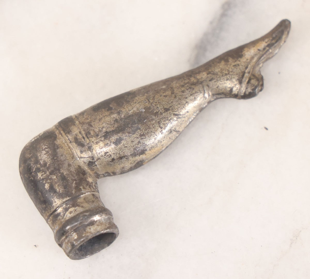 Lot 049 - Antique Parasol Handle Fragment, Woman's Leg Bent At Knee, Handle Only, As Found