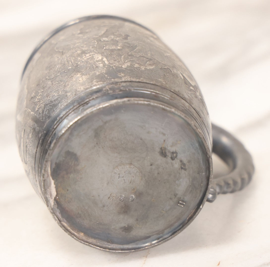 Lot 052 - Antique Silverplate Cup With Dancing Children, Playing Instruments Motif, By Meriden Silver Plate Company, Quadruple Plated, No. 889