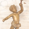 Lot 055 - Antique Cast Brass Cherub Baby Lamp Fragment, With Threaded Hole In Foot, And Threaded Knob On Top, As Found