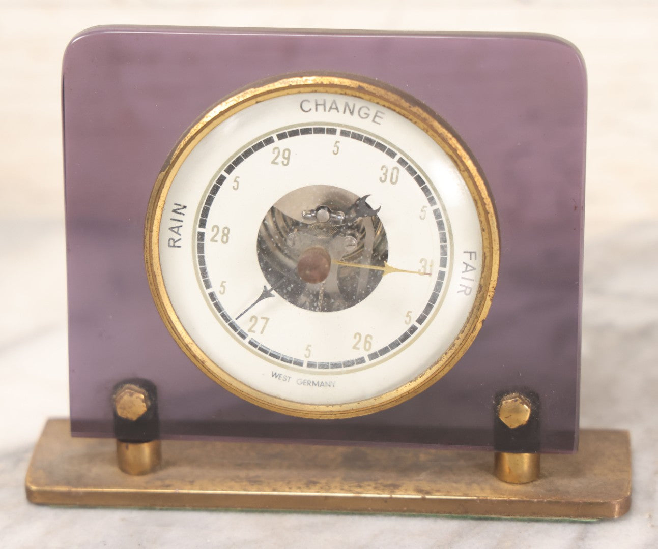 Lot 056 - Vintage Sears Roebuck Barometer With Translucent Purple Panel, Made In West Germany